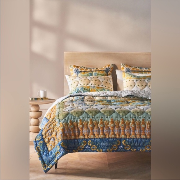 Anthropologie Other - Anthropologie Talula Cotton Handcrafted Quilt with Euro Sham Size Queen NWT